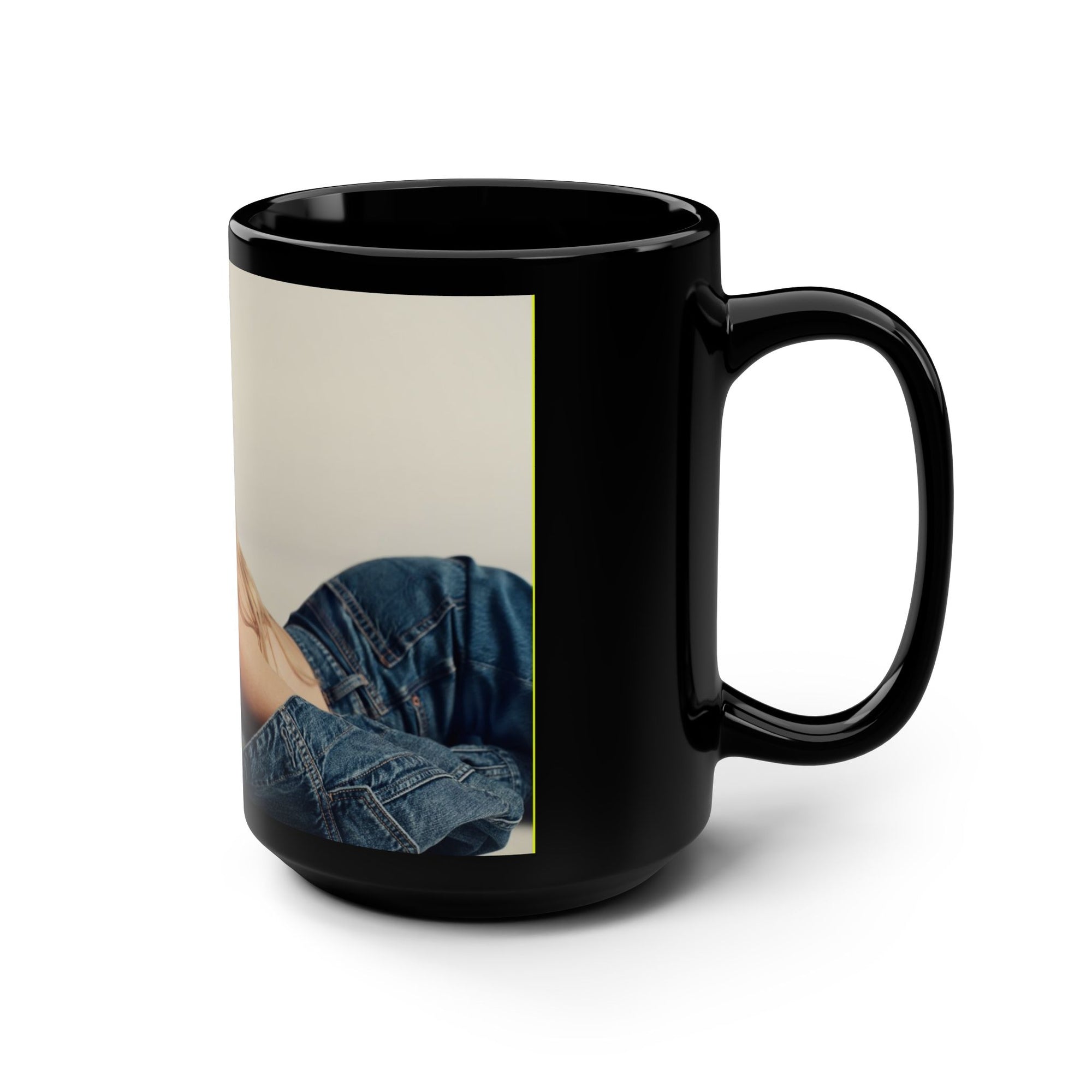 Sydney Sweeney Has Good Jeans Black Mug, 15oz Sydney Sweeney Coffee Mug