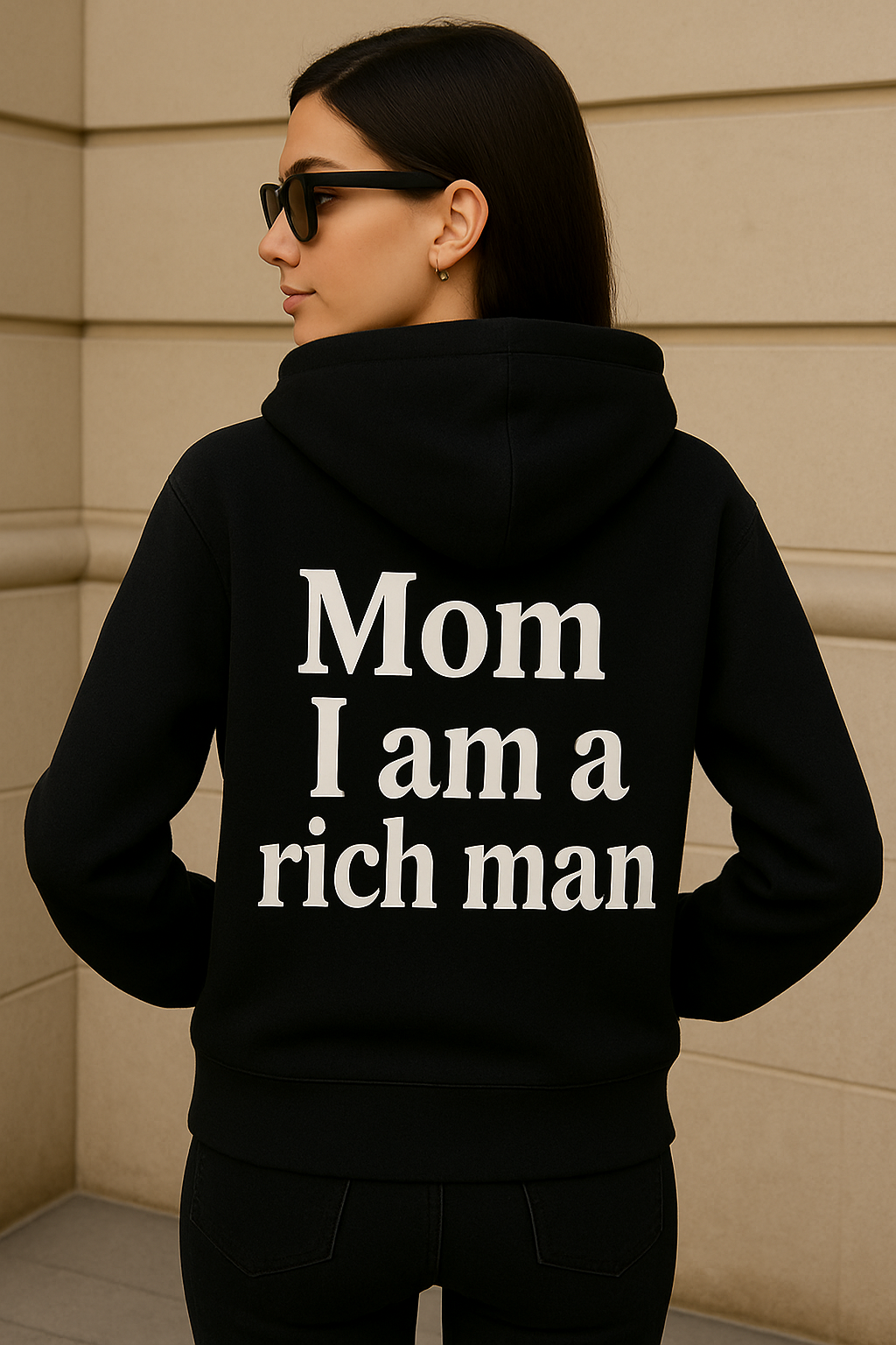 Mom I Am A Rich Man Hoodie, Oversized Graphic Sweatshirt For Women