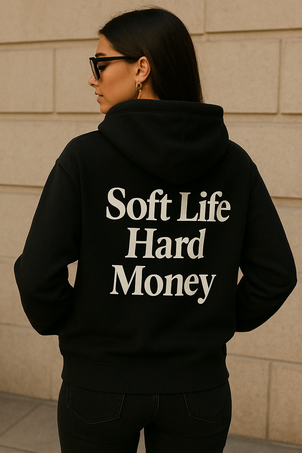 Soft Life Hard Money Hoodie, Oversized Graphic Sweatshirt For Women