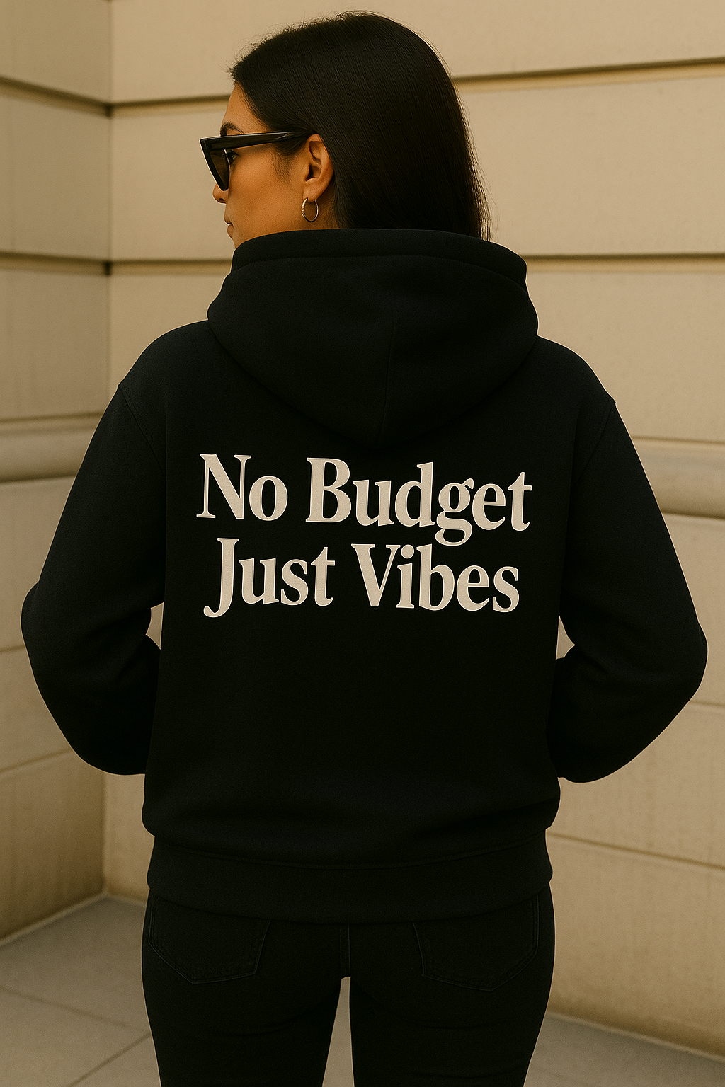 No Budget Just Vibes Hoodie, Oversized Graphic Sweatshirt For Women Female Entrepreneur Sweatshirt