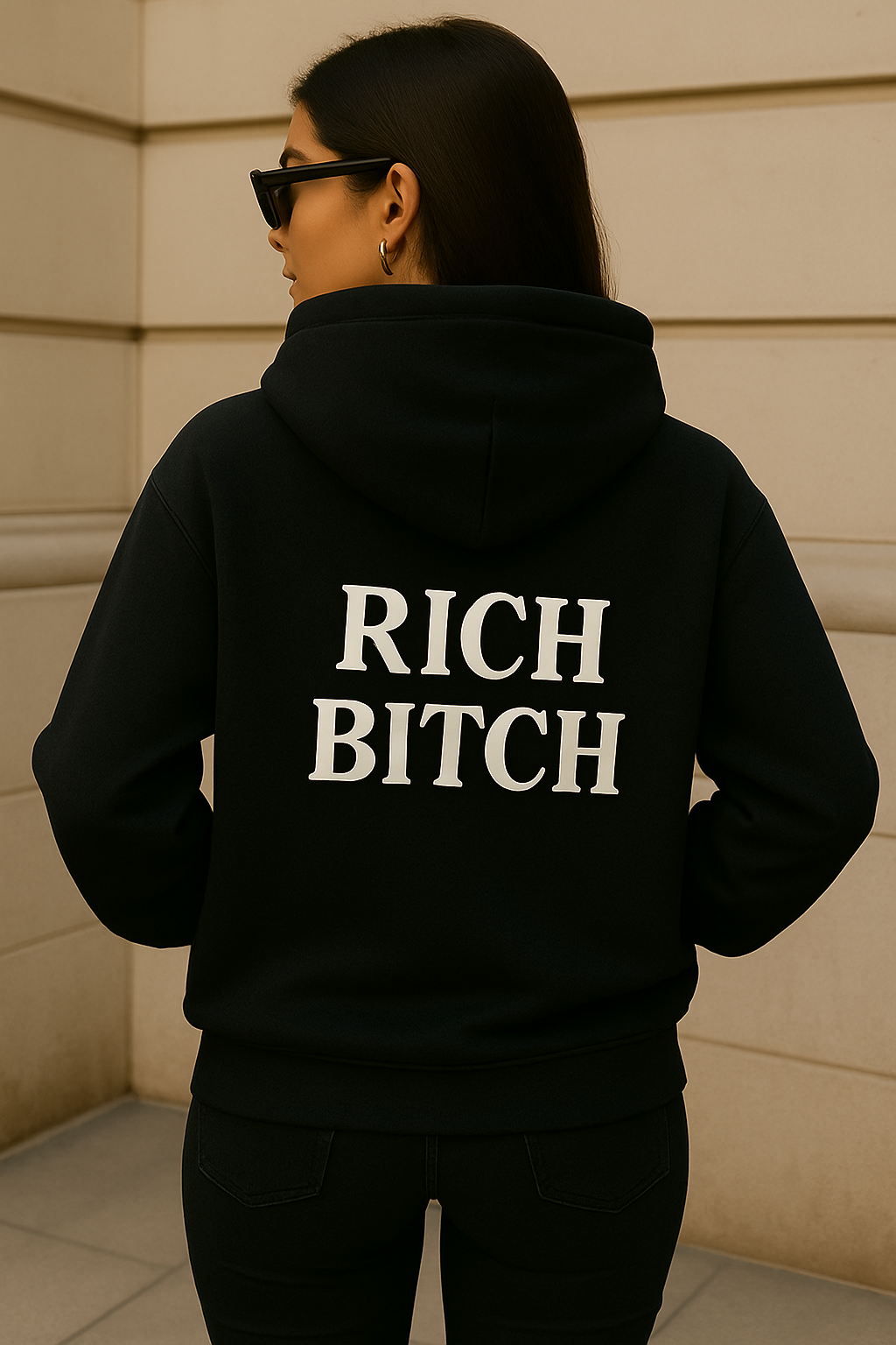 Rich Bitch Hoodie, Oversized Graphic Sweatshirt For Women Female Entrepreneur Sweatshirt